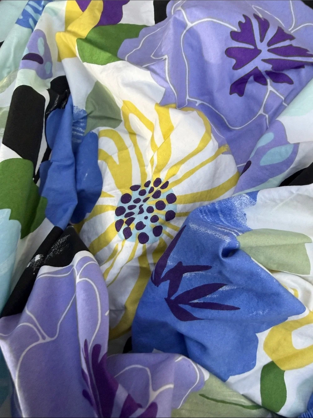 Floral king Fitted Sheet - Bright Purple, Blue & Yellow Bloom cotton